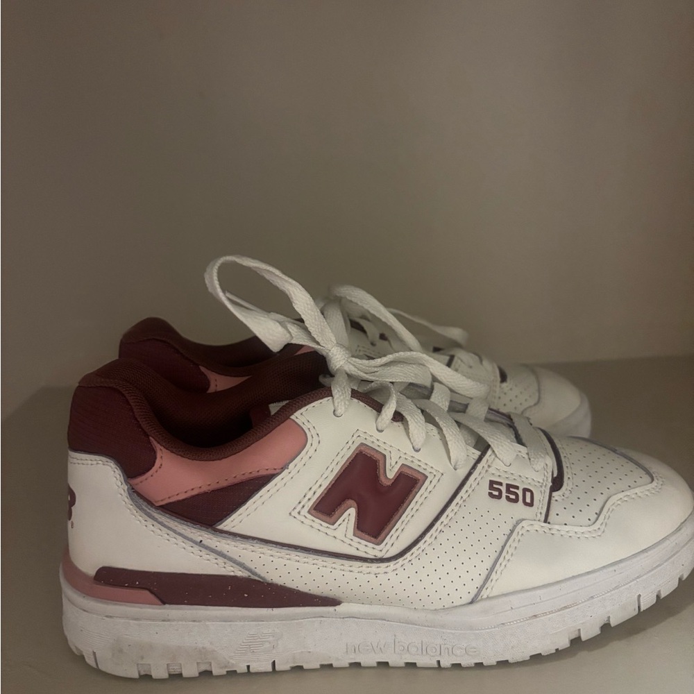 New Balance 550 White Burgundy Pink Women’s 7.5 Low Top Sneakers